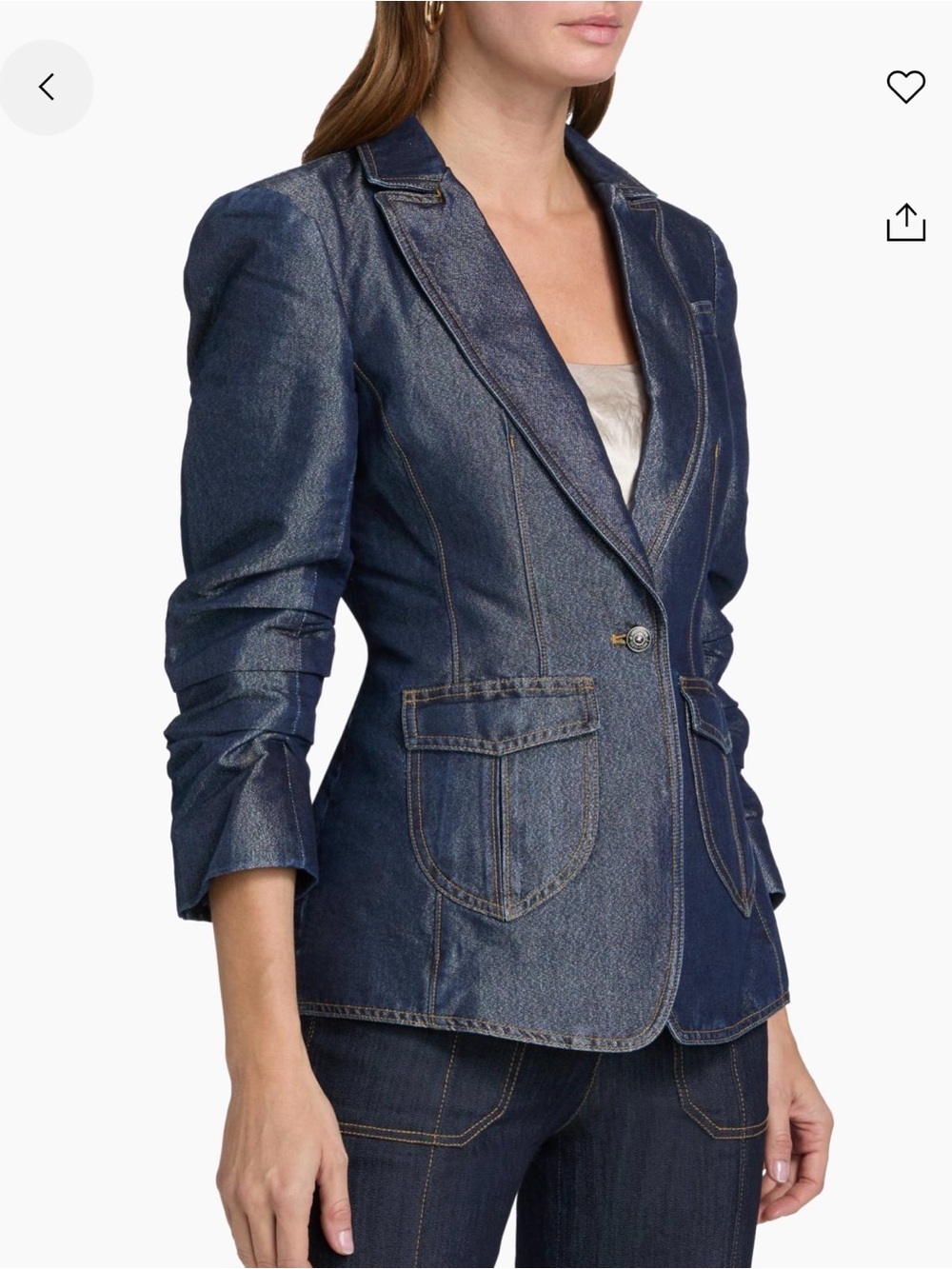 cinq a sept Indigo Denim Tailored Blazer